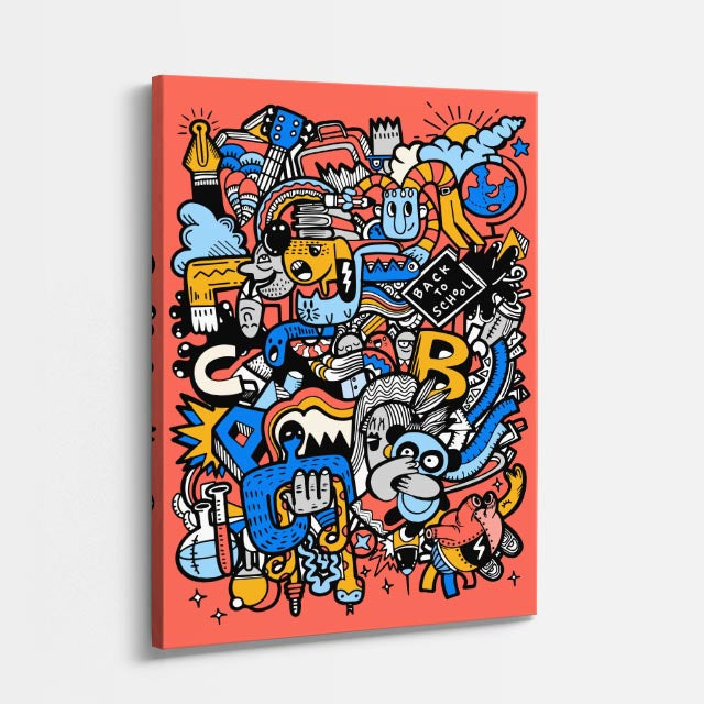 Cuadro canvas Letras y Monstruos Urbanos - Doodles Pop Art Color - Vista Perspectiva