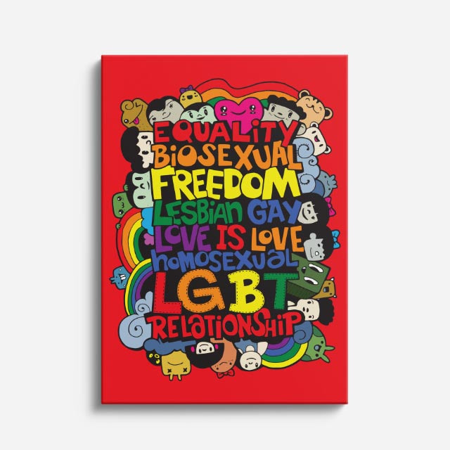 Cuadro canvas Libertad y Color LGBT - Doodles Pop Art Color - Vista Frente