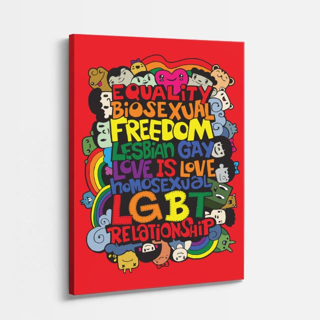 Cuadro canvas Libertad y Color LGBT - Doodles Pop Art Color - Vista Perspectiva