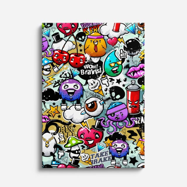 Cuadro canvas Stickers de Ciudad Rebelde - Doodles Pop Art Color - Vista Frente