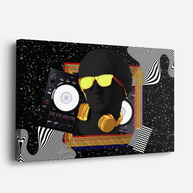 Cuadro canvas DJ Estelar Dorado - Esculturas Hipsters Pop Art & Color - Vista Perspectiva