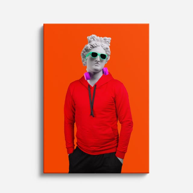 Cuadro canvas David Rebelde en Rojo - Esculturas Hipsters Pop Art & Color - Vista Frente