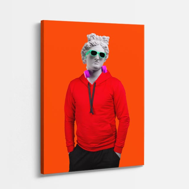 Cuadro canvas David Rebelde en Rojo - Esculturas Hipsters Pop Art & Color - Vista Perspectiva