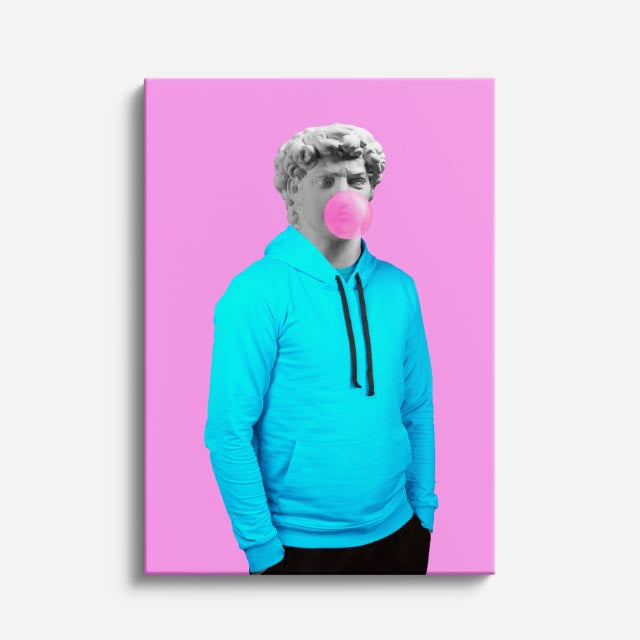 Cuadro canvas David Bubblegum Turquesa - Esculturas Hipsters Pop Art & Color - Vista Frente