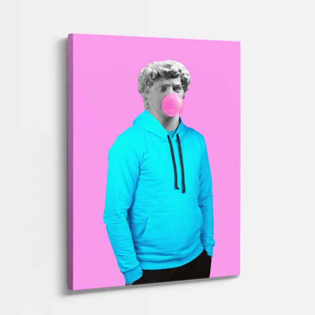 Cuadro canvas David Bubblegum Turquesa - Esculturas Hipsters Pop Art & Color - Vista Perspectiva