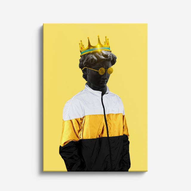 Cuadro canvas Rey del Estilo Dorado - Esculturas Hipsters Pop Art & Color - Vista Frente