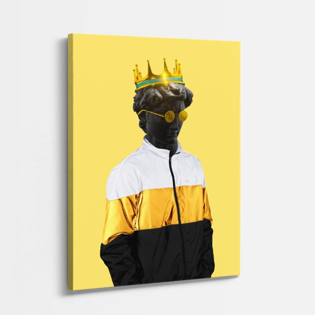 Cuadro canvas Rey del Estilo Dorado - Esculturas Hipsters Pop Art & Color - Vista Perspectiva