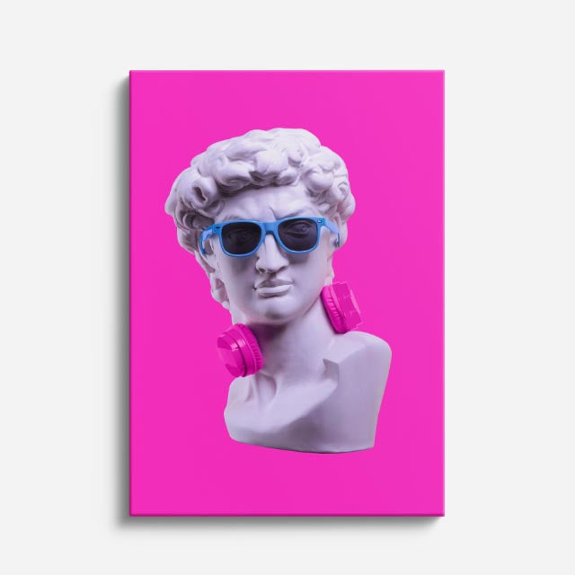 Cuadro canvas David Cool en Rosa - Esculturas Hipsters Pop Art & Color - Vista Frente