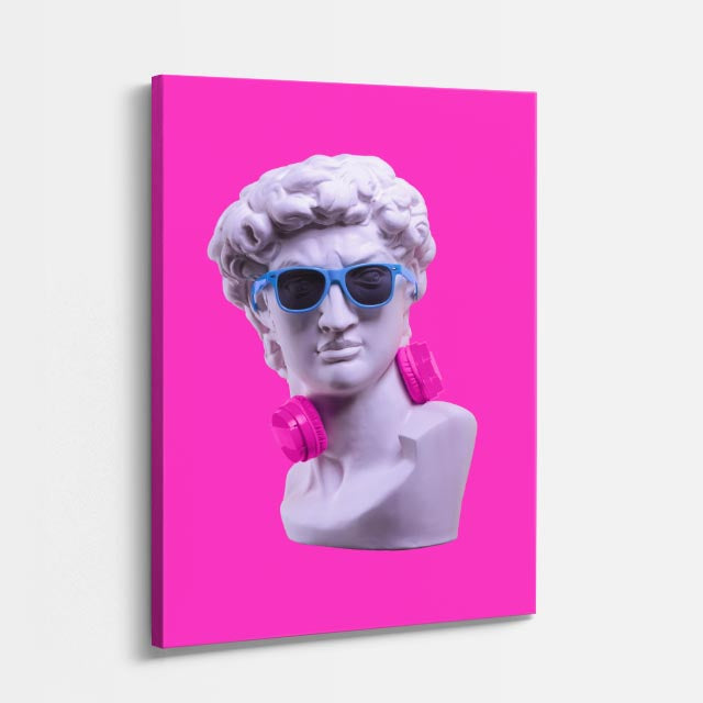 Cuadro canvas David Cool en Rosa - Esculturas Hipsters Pop Art & Color - Vista Perspectiva