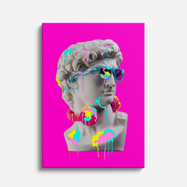 Cuadro canvas David Flamingo Neon - Esculturas Hipsters Pop Art & Color - Vista Frente