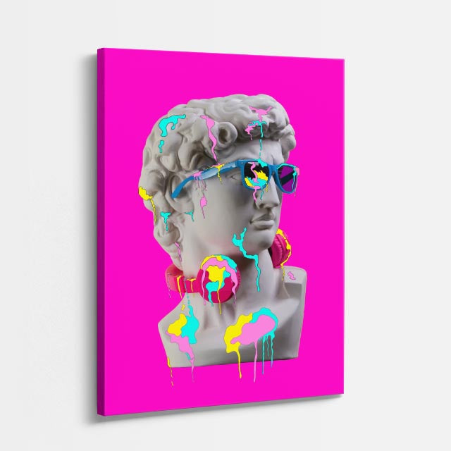 Cuadro canvas David Flamingo Neon - Esculturas Hipsters Pop Art & Color - Vista Perspectiva