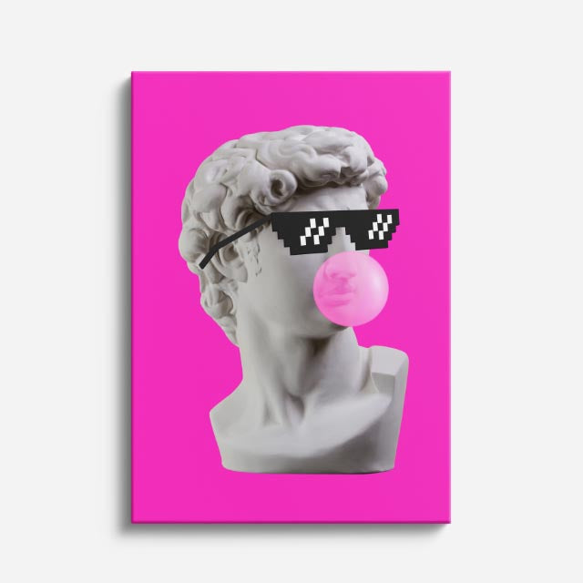 Cuadro canvas Bubblegum en Fucsia - Esculturas Hipsters Pop Art & Color - Vista Frente