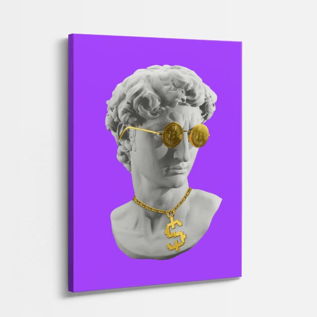Cuadro canvas David Dolar en Violeta - Esculturas Hipsters Pop Art & Color - Vista Perspectiva