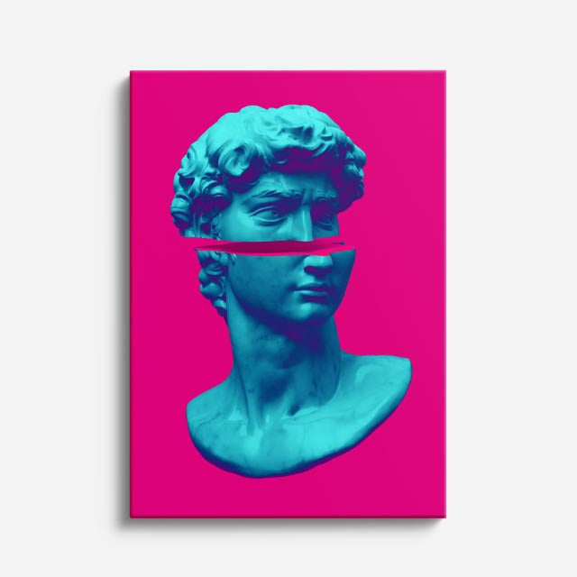 Cuadro canvas David Cian en Fucsia - Esculturas Hipsters Pop Art & Color - Vista Frente