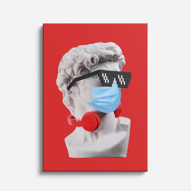 Cuadro canvas David Pandemico Pop - Esculturas Hipsters Pop Art & Color - Vista Frente