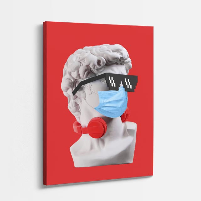 Cuadro canvas David Pandemico Pop - Esculturas Hipsters Pop Art & Color - Vista Perspectiva