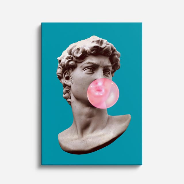 Cuadro canvas David Bubblegum Teal - Esculturas Hipsters Pop Art & Color - Vista Frente