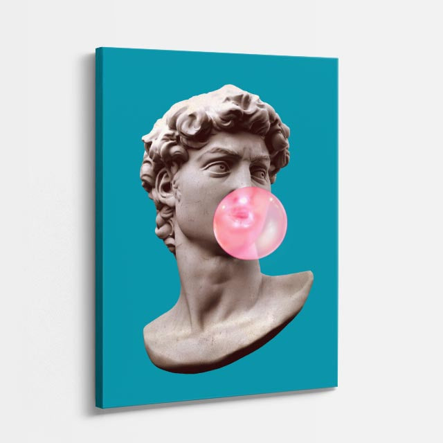 Cuadro canvas David Bubblegum Teal - Esculturas Hipsters Pop Art & Color - Vista Perspectiva