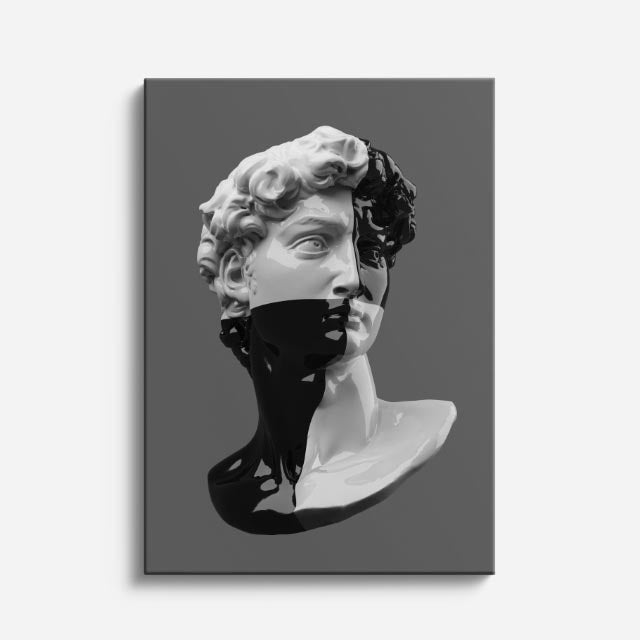 Cuadro canvas David Oscuro y Gris - Esculturas Hipsters Pop Art & Color - Vista Frente