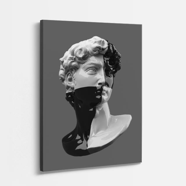 Cuadro canvas David Oscuro y Gris - Esculturas Hipsters Pop Art & Color - Vista Perspectiva