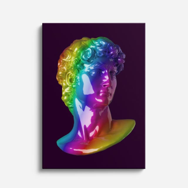 Cuadro canvas David Arcoiris Holografico - Esculturas Hipsters Pop Art & Color - Vista Frente