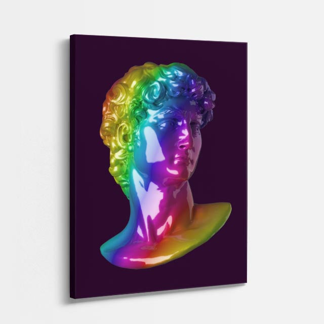 Cuadro canvas David Arcoiris Holografico - Esculturas Hipsters Pop Art & Color - Vista Perspectiva