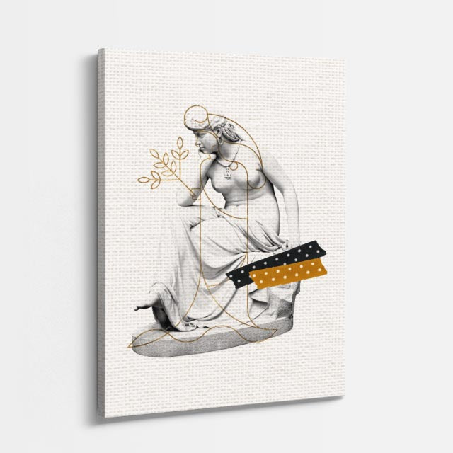 Cuadro canvas Escultura Collage Dorado - Esculturas Hipsters Pop Art & Color - Vista Perspectiva