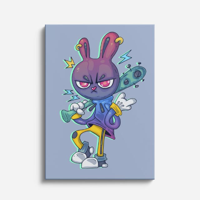 Cuadro canvas Conejo Malvado Purpura - Ilustraciones Pop Pop Art & Color - Vista Frente