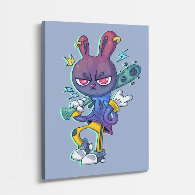 Cuadro canvas Conejo Malvado Purpura - Ilustraciones Pop Pop Art & Color - Vista Perspectiva