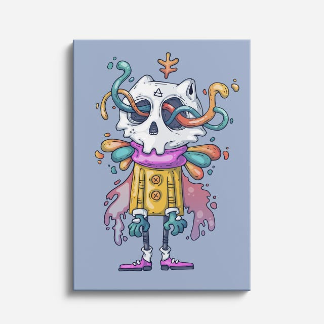 Cuadro canvas Calavera Payaso Colorida - Ilustraciones Pop Pop Art & Color - Vista Frente