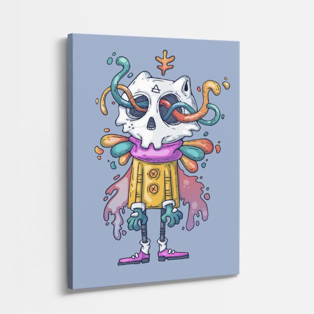 Cuadro canvas Calavera Payaso Colorida - Ilustraciones Pop Pop Art & Color - Vista Perspectiva