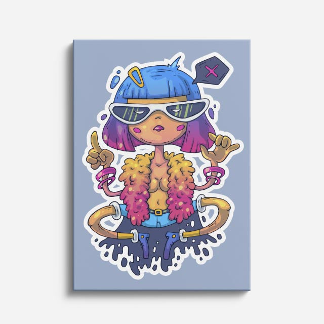 Cuadro canvas Conejo Cool Azul - Ilustraciones Pop Pop Art & Color - Vista Frente