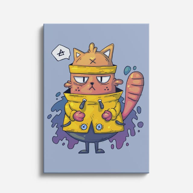 Cuadro canvas Gato Robot Dorado - Ilustraciones Pop Pop Art & Color - Vista Frente