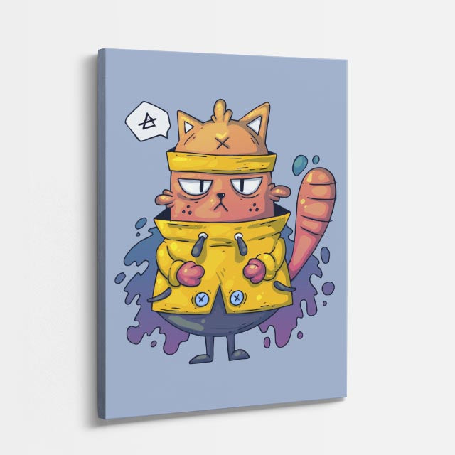Cuadro canvas Gato Robot Dorado - Ilustraciones Pop Pop Art & Color - Vista Perspectiva