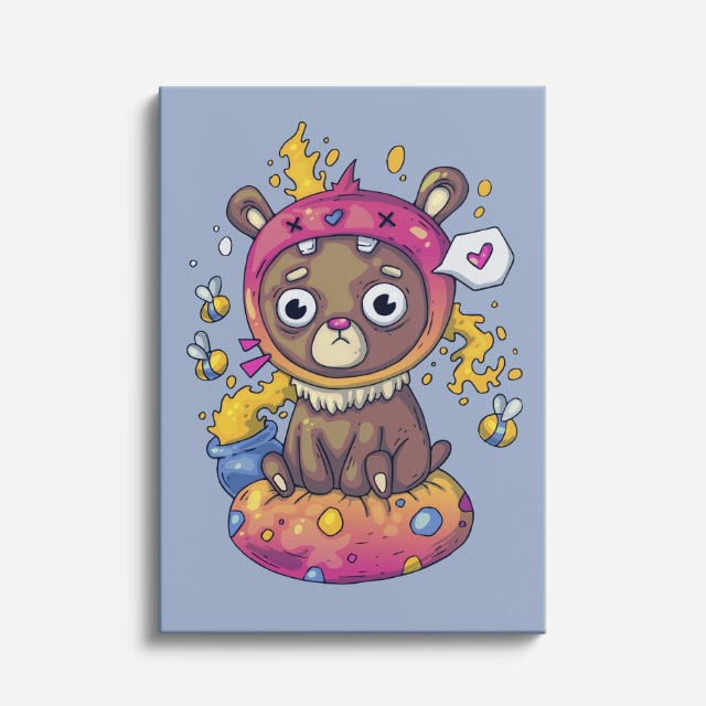 Cuadro canvas Osito Kawaii Rosa - Ilustraciones Pop Pop Art & Color - Vista Frente