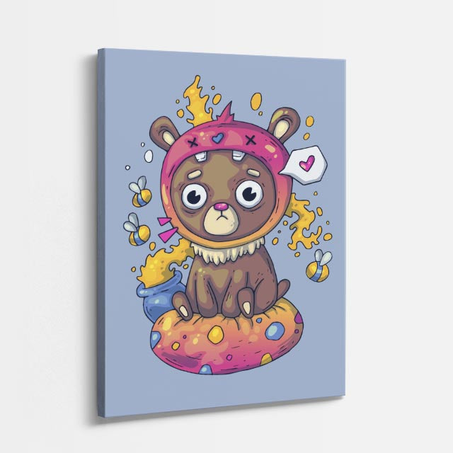 Cuadro canvas Osito Kawaii Rosa - Ilustraciones Pop Pop Art & Color - Vista Perspectiva