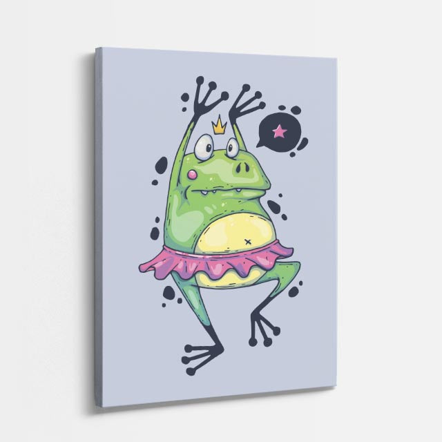 Cuadro canvas Rana Bailarina Blanca - Ilustraciones Pop Pop Art & Color - Vista Perspectiva