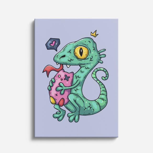Cuadro canvas Serpiente Verde Kawaii - Ilustraciones Pop Pop Art & Color - Vista Frente