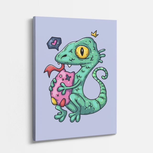 Cuadro canvas Serpiente Verde Kawaii - Ilustraciones Pop Pop Art & Color - Vista Perspectiva