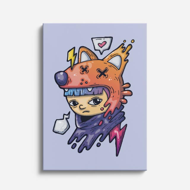 Cuadro canvas Chica Gato Multicolor - Ilustraciones Pop Pop Art & Color - Vista Frente