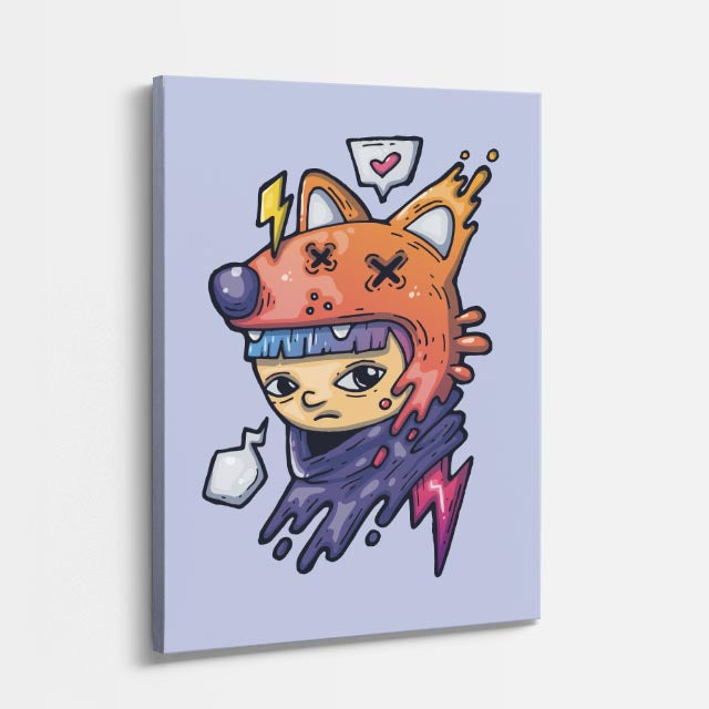 Cuadro canvas Chica Gato Multicolor - Ilustraciones Pop Pop Art & Color - Vista Perspectiva
