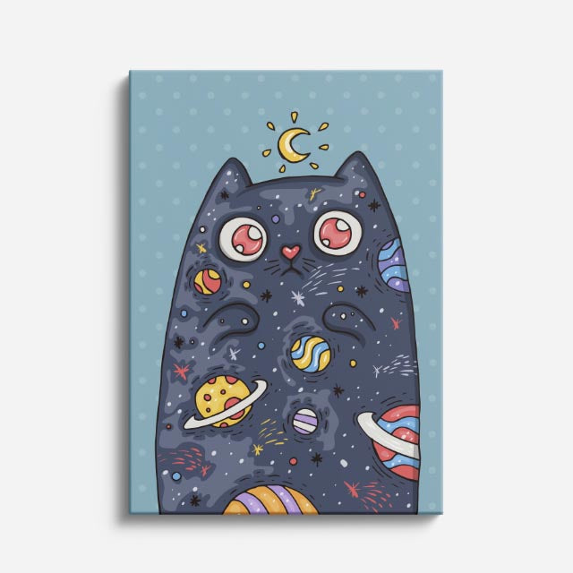 Cuadro canvas Gato Espacial Oscuro - Ilustraciones Pop Pop Art & Color - Vista Frente