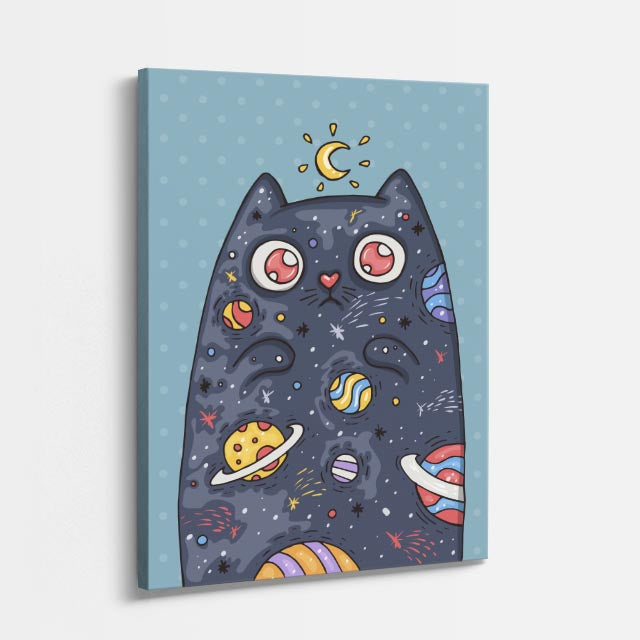 Cuadro canvas Gato Espacial Oscuro - Ilustraciones Pop Pop Art & Color - Vista Perspectiva