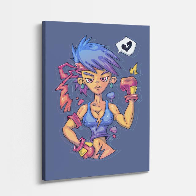 Cuadro canvas Chica Rebelde Cafe - Ilustraciones Pop Pop Art & Color - Vista Perspectiva