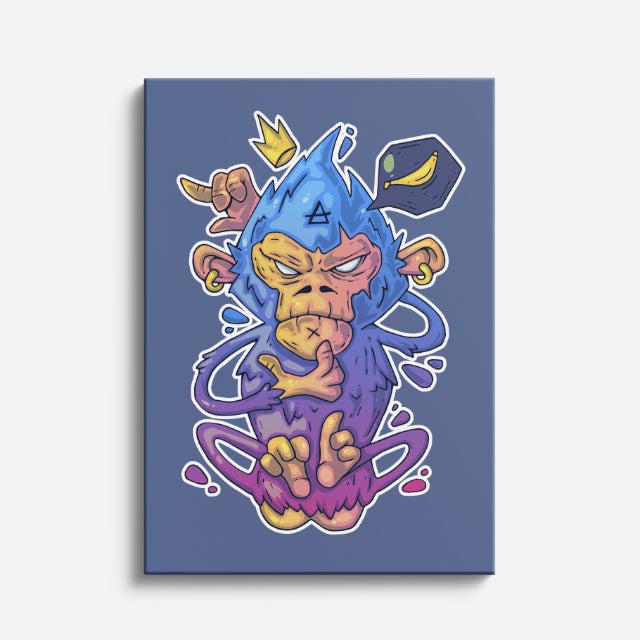 Cuadro canvas Monstruo Agua Azul - Ilustraciones Pop Pop Art & Color - Vista Frente