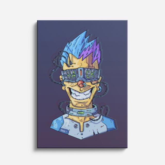 Cuadro canvas DJ Monstruo Azul Punk - Ilustraciones Pop Pop Art & Color - Vista Frente