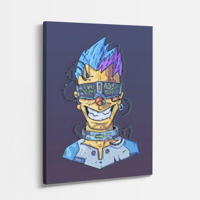 Cuadro canvas DJ Monstruo Azul Punk - Ilustraciones Pop Pop Art & Color - Vista Perspectiva