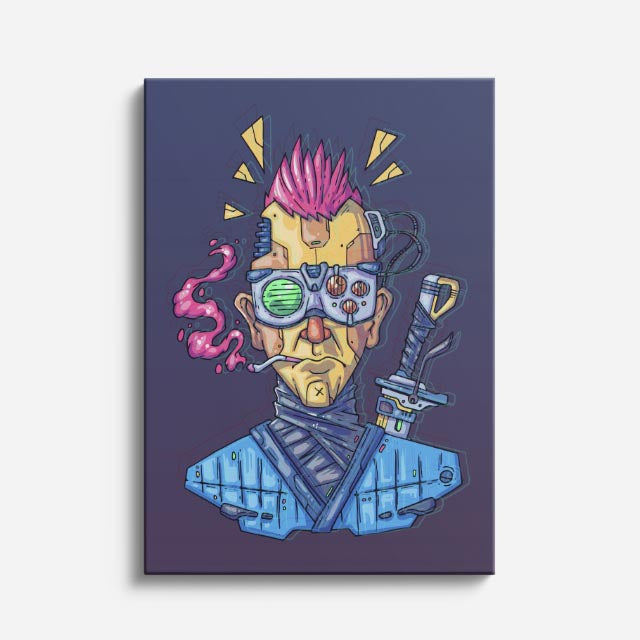 Cuadro canvas Calavera Punk Neon - Ilustraciones Pop Pop Art & Color - Vista Frente