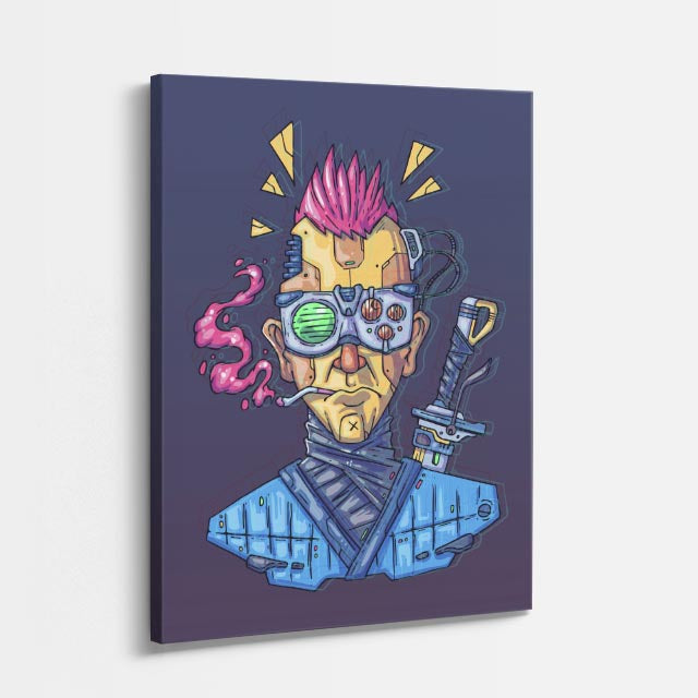 Cuadro canvas Calavera Punk Neon - Ilustraciones Pop Pop Art & Color - Vista Perspectiva