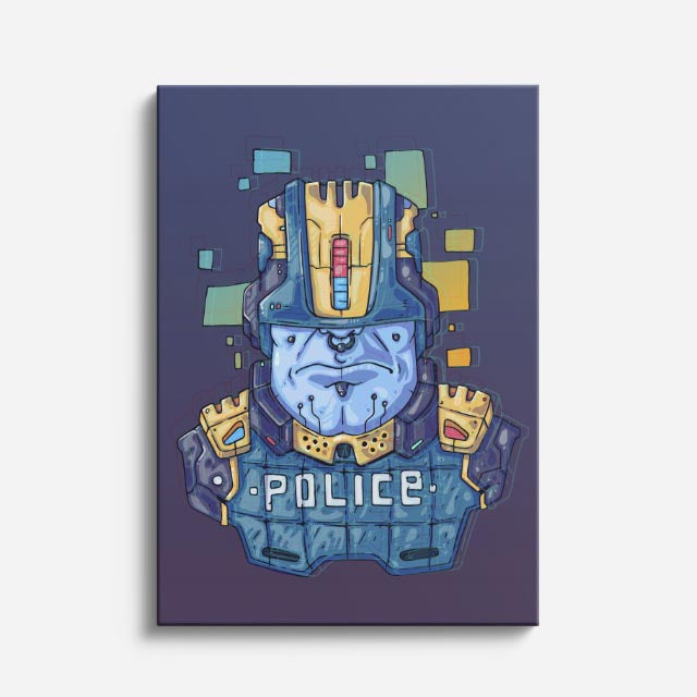 Cuadro canvas Policia Robot Oscuro - Ilustraciones Pop Pop Art & Color - Vista Frente